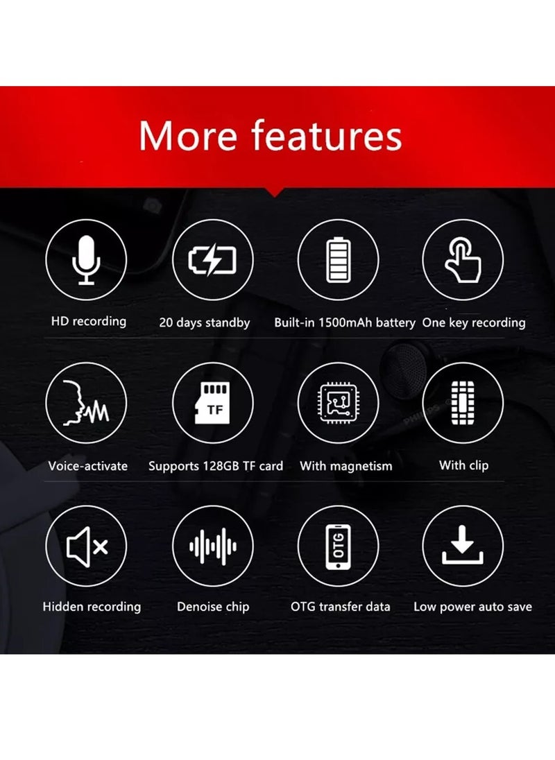 Topcore - 128GB Magnetic Voice Activated Recorder,2000 Hours Recording Capacity,Digital Audio Recorder, Small Recording Devices - Image 1