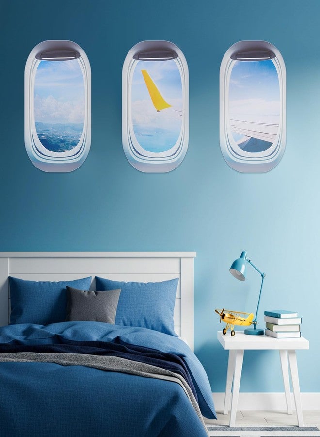 Drydiet 3 Pcs Airplane Wing Stickers Plane Window Clings Self Adhesive Airplane Wall Decals Aviation Wall Decor 3D Wallpaper Art Gifts for Travel Birthday Party Favor Decorations (Clouds) - Image 2