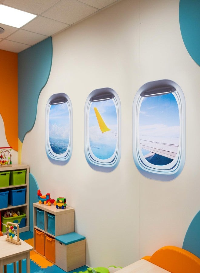 Drydiet 3 Pcs Airplane Wing Stickers Plane Window Clings Self Adhesive Airplane Wall Decals Aviation Wall Decor 3D Wallpaper Art Gifts for Travel Birthday Party Favor Decorations (Clouds) - Image 5
