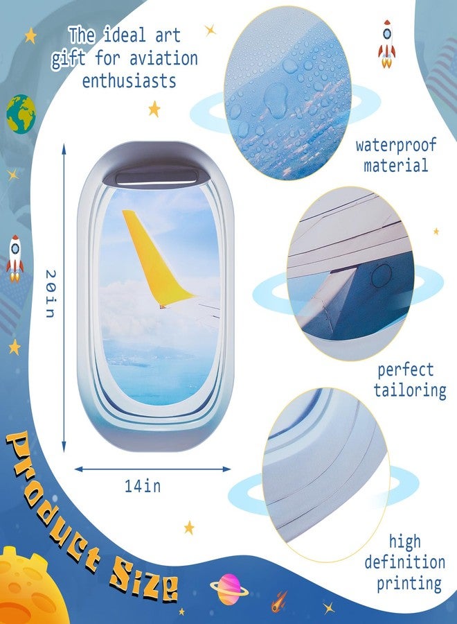 Drydiet 3 Pcs Airplane Wing Stickers Plane Window Clings Self Adhesive Airplane Wall Decals Aviation Wall Decor 3D Wallpaper Art Gifts for Travel Birthday Party Favor Decorations (Clouds) - Image 3