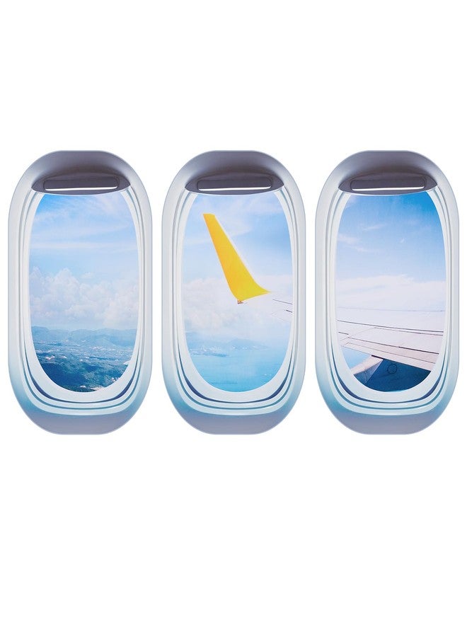 Drydiet 3 Pcs Airplane Wing Stickers Plane Window Clings Self Adhesive Airplane Wall Decals Aviation Wall Decor 3D Wallpaper Art Gifts for Travel Birthday Party Favor Decorations (Clouds) - Image 1