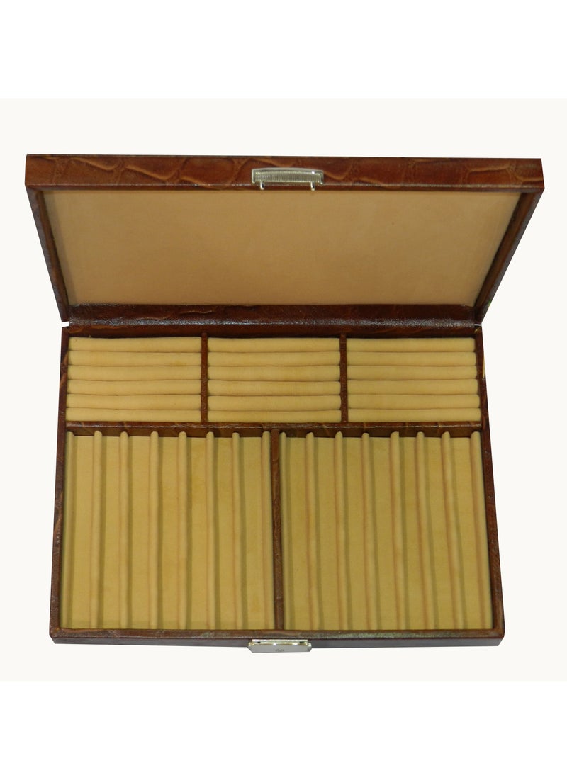 LAVERI LEATHER Laveri 14 Piece Genuine Leather Pen  Case Storage and Fountain Pen , Chain, Braslets ,Ring And Cufflinks Organizer Box with Key Lock - Image 3