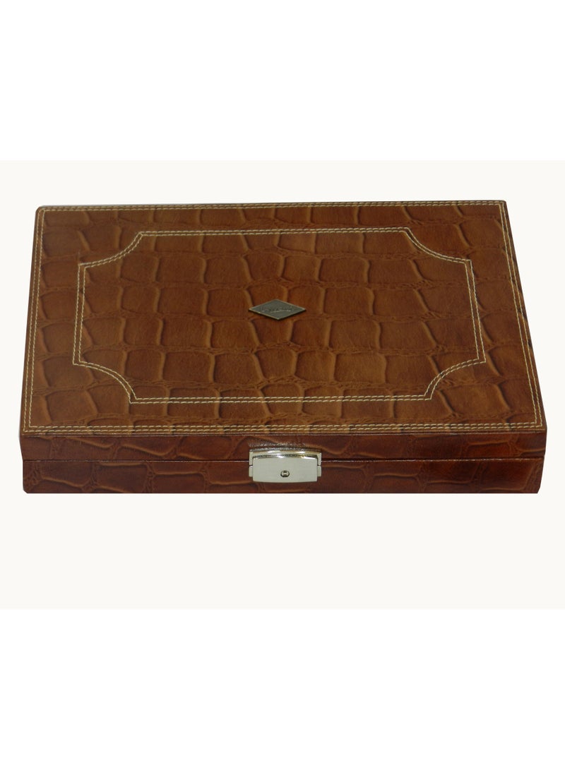 LAVERI LEATHER Laveri 14 Piece Genuine Leather Pen  Case Storage and Fountain Pen , Chain, Braslets ,Ring And Cufflinks Organizer Box with Key Lock - Image 5