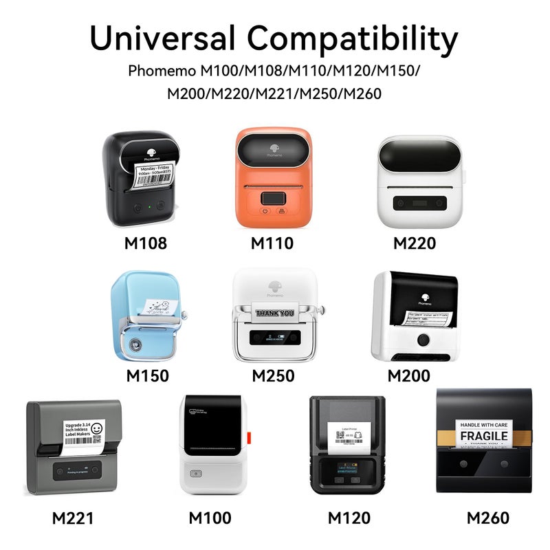 phomemo ملصقات فوميمو M110 ورق ملصقات حراري ذاتي اللصق 1.57"x1.18" (40x30mm) 3 لفات/690 قطعة، ملصقات أسماء متعددة الأغراض لطابعات M110 M220 M221 M250 M260 M100 لرمز الشريط والعنوان ومدرسة الأطفال - Image 4