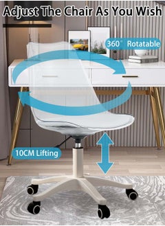 EqiEch Acrylic Chair Ergonomics Modern Office Desk Armless Study Chair Computer Swivel Desk Chair With Waterproof PU Leather PP Seat Cushion With Silent Wheel Adjustable Height  - Image 3