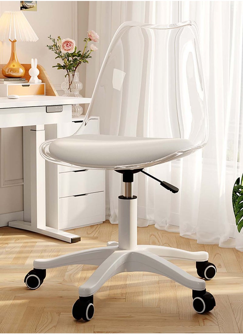EqiEch Acrylic Chair Ergonomics Modern Office Desk Armless Study Chair Computer Swivel Desk Chair With Waterproof PU Leather PP Seat Cushion With Silent Wheel Adjustable Height  - Image 1