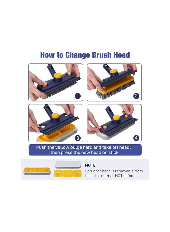 promass Floor Scrub Brush, 3 in 1 Floor Scrubber with 118 cm Stiff Bristle Shower Scrubber, Extendable Long Handle and Squeegee, Shower Cleaning Brush for Wall, Bathtub, Glass, Bathroom - Image 5