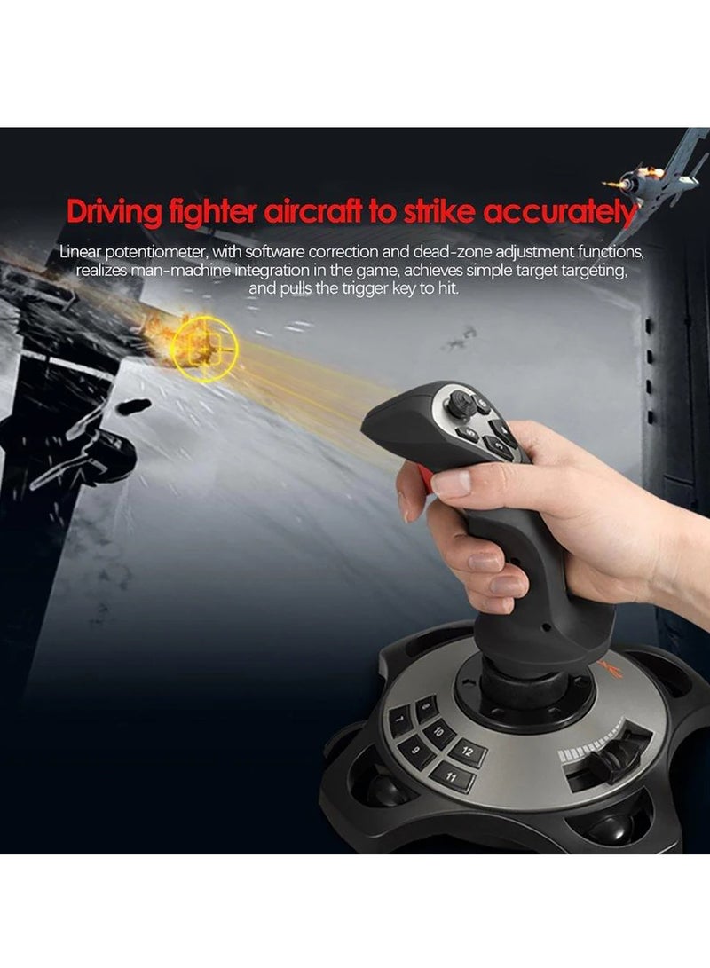 3D Pro Joystick, Flight Simulator Gamepad Controller, Comfortable Hand Grip Durable Gaming Joystick, PC Flight Simulation Cockpit Stick For PC Desktop Gaming, (1pc, Black) - Image 5