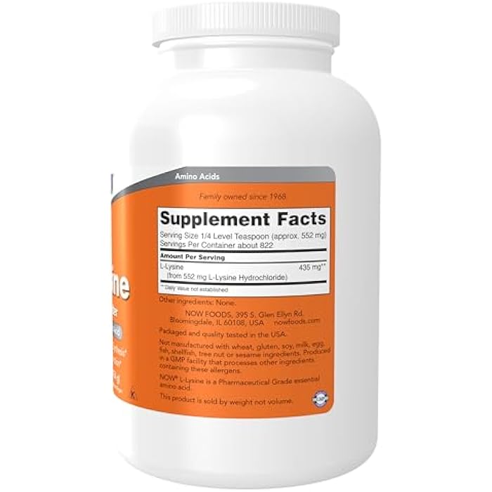 now Supplements, L-Lysine (L-Lysine Hydrochloride) Powder, Supports Collagen Synthesis*, Amino Acid, 1-Pound - Image 2