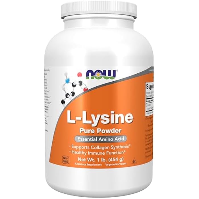 now Supplements, L-Lysine (L-Lysine Hydrochloride) Powder, Supports Collagen Synthesis*, Amino Acid, 1-Pound - Image 1