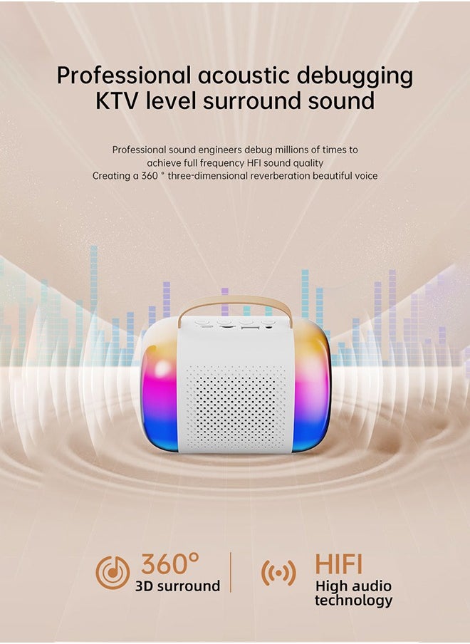 Generic Portable Bluetooth Karaoke Speaker with 2 Wireless Microphones, High-resolution Lossless Acoustic Sound, Stereo Surround Sound, 10 Hours of Ultra-long Battery Life, Colourful Ambient Light, White  - Image 3