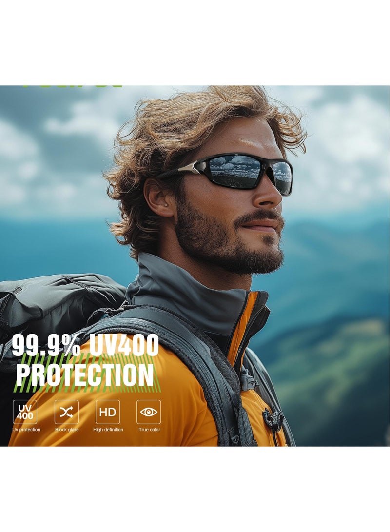 Generic 3 Pack Polarized Sports Sunglasses for Men, Mens Sunglasses Wrap Around UV400 Protection for Cycling Fishing Driving  - Image 2