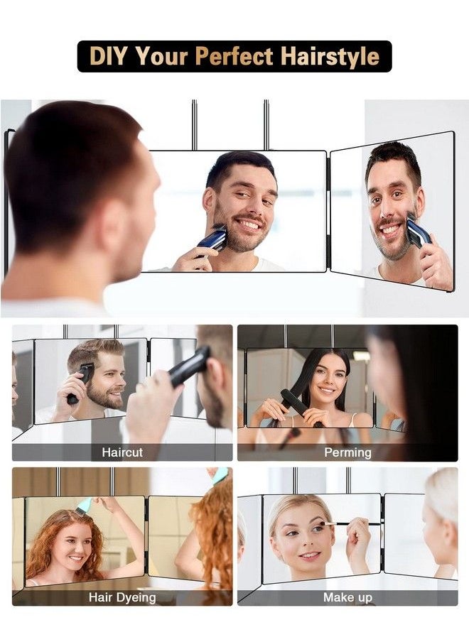 JUSRON - 3 Way Mirror For Self Hair Cutting 360 Trifold Barber Mirrors 3 Sided Makeup Mirror To See Back Of Head Used For Hair Coloring Braiding Diy Haircut Tool Are Good Gifts For Men Women (Without Led) - Image 1