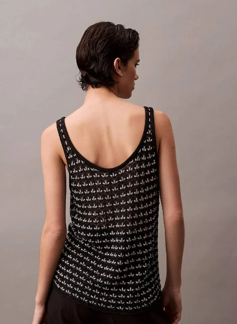 Calvin Klein Black Jacquard Textured Tank for Women | Best Price UAE