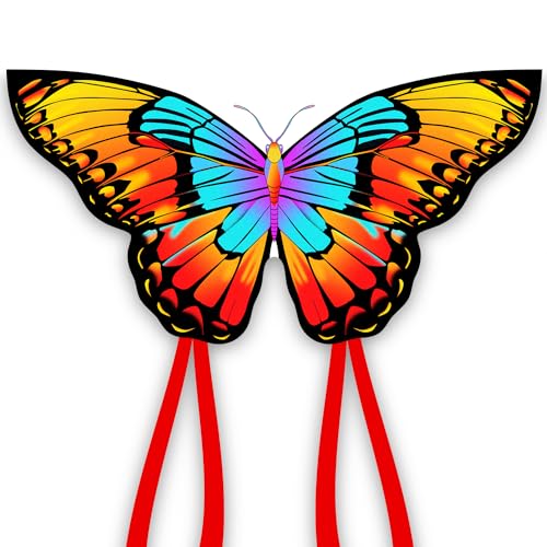Xida Kite Xida Rainbow Butterfly Kites for Kids Adults Easy to Fly Beginner Kite Large Single Line Kite for Beach Outdoor Easy Flying Comes with String and HandleMonarch - Image 1