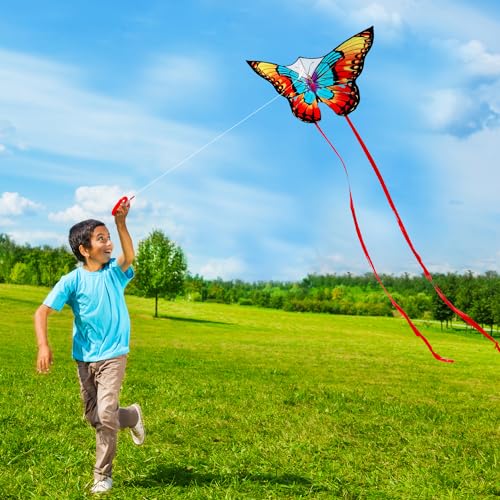Xida Kite Xida Rainbow Butterfly Kites for Kids Adults Easy to Fly Beginner Kite Large Single Line Kite for Beach Outdoor Easy Flying Comes with String and HandleMonarch - Image 3