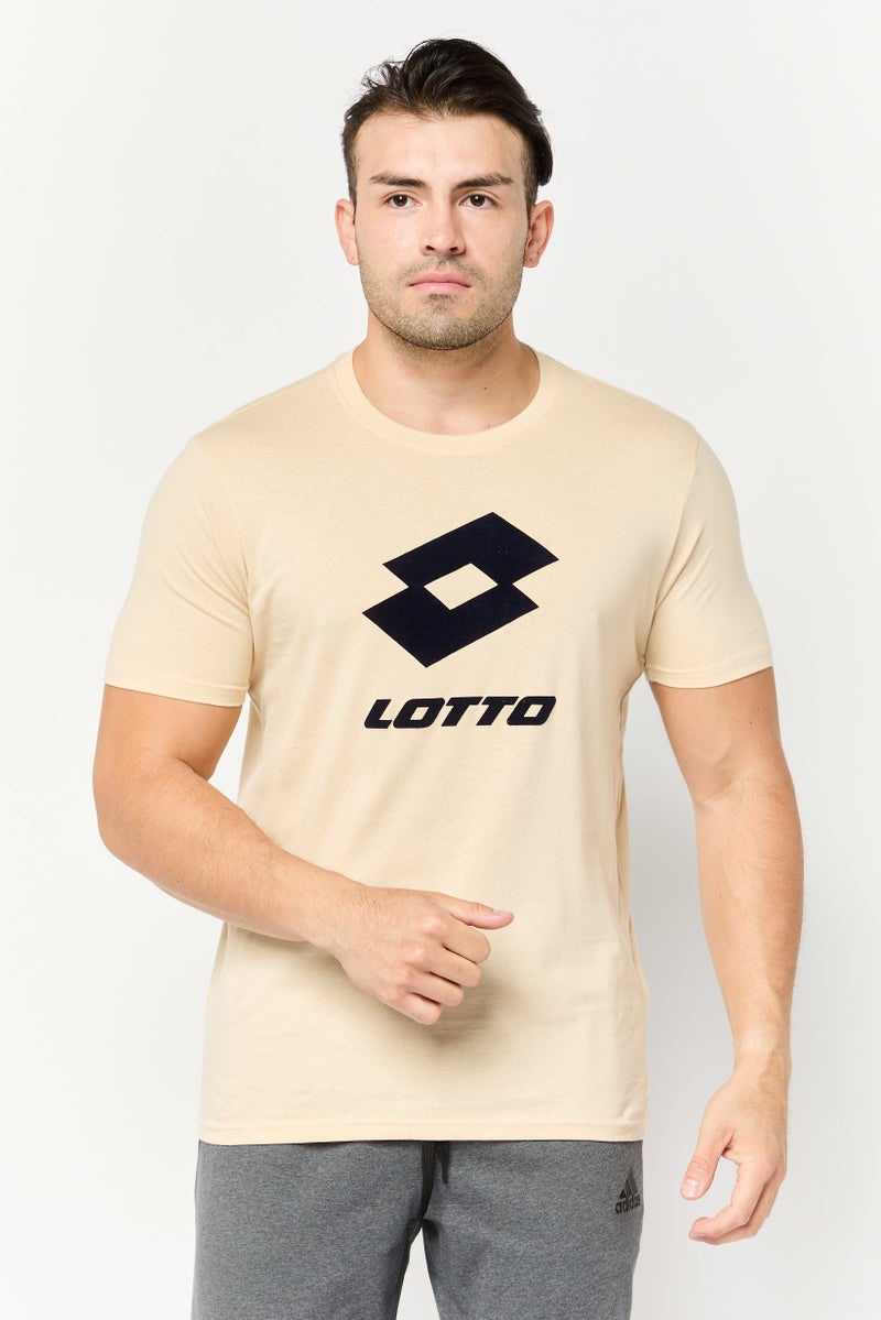 LOTTO Men Sportswear Fit Short Sleeves Outdoor T-Shirt, Beige  - Image 1