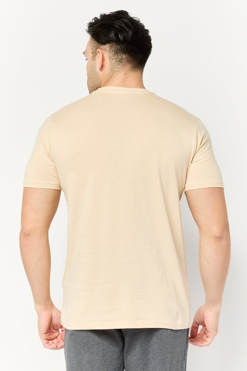 LOTTO Men Sportswear Fit Short Sleeves Outdoor T-Shirt, Beige  - Image 4