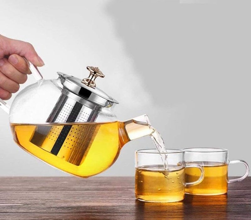 RAGYULA 1 Liter Glass KettleTeapot with Stainless Steel Infuser Lid Borosilicate Glass Tea Kettle Stovetop Safe Blooming Loose Leaf Teapot 1000 ml - Image 2