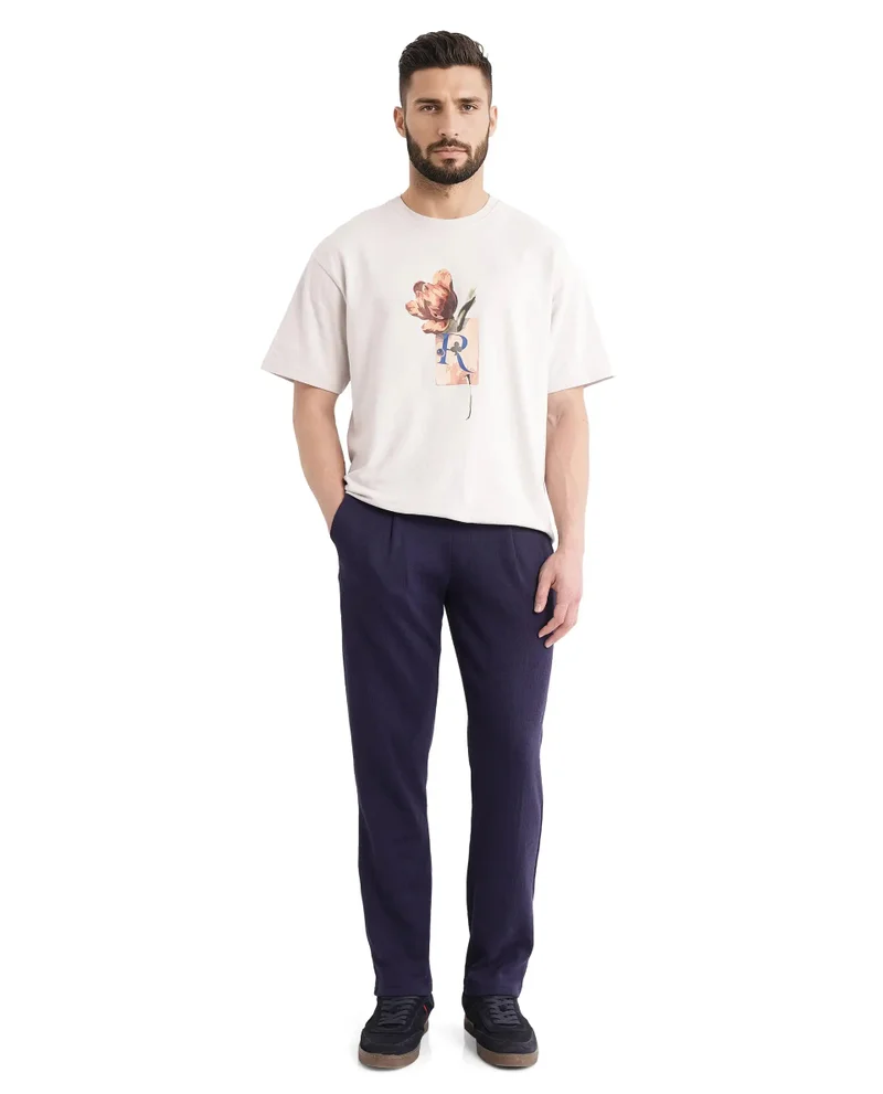 Rare Rabbit Rare Rabbit Men Kelo Dark Purple Cotton Polyester Lycra Elastane Fabric Jacquard Trouser