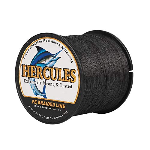 HERCULES Super Cast 500M 547 Yards Braided Fishing Line 30 LB Test for Saltwater Freshwater PE Braid Fish Lines Superline 8 Strands - Black, 30LB (13.6KG), 0.28MM - Image 1