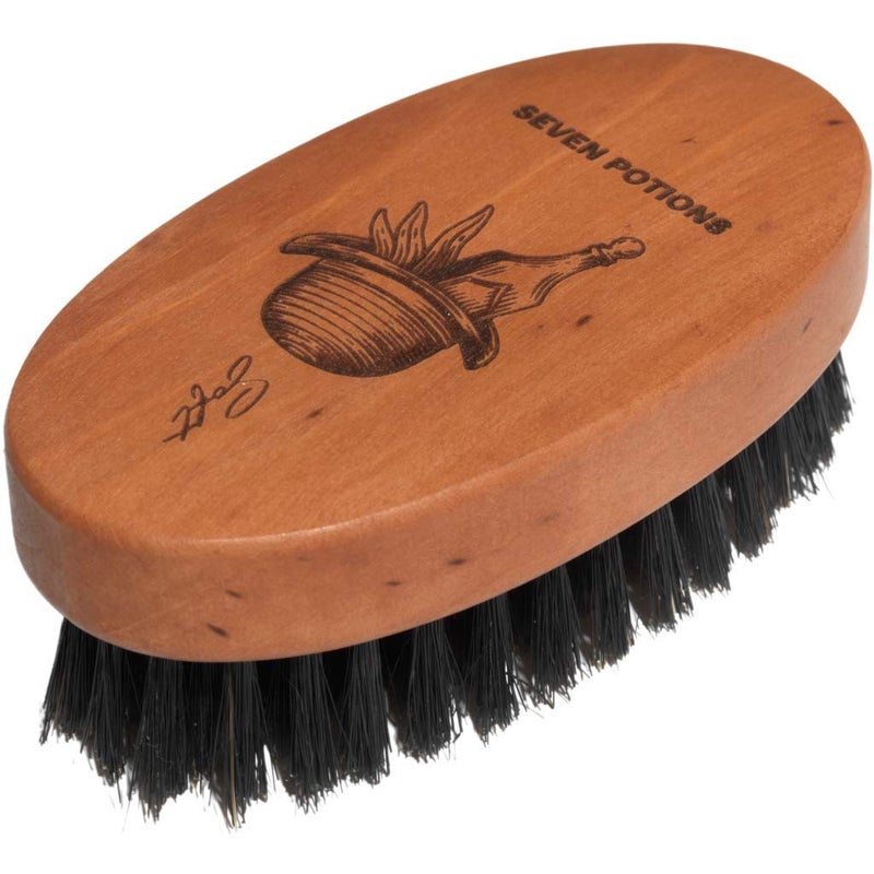 Seven Potions Beard Brush For Men  Pear Wood Handle with Soft SecondCut Boar Bristles  Soft Bristles To Tame and Soften Your Facial Hair
