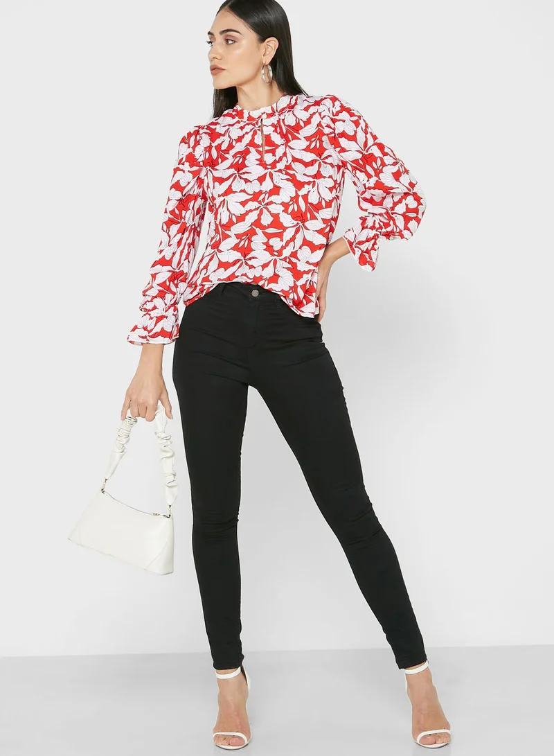 ELLA High Neck Volume Sleeve Blouse