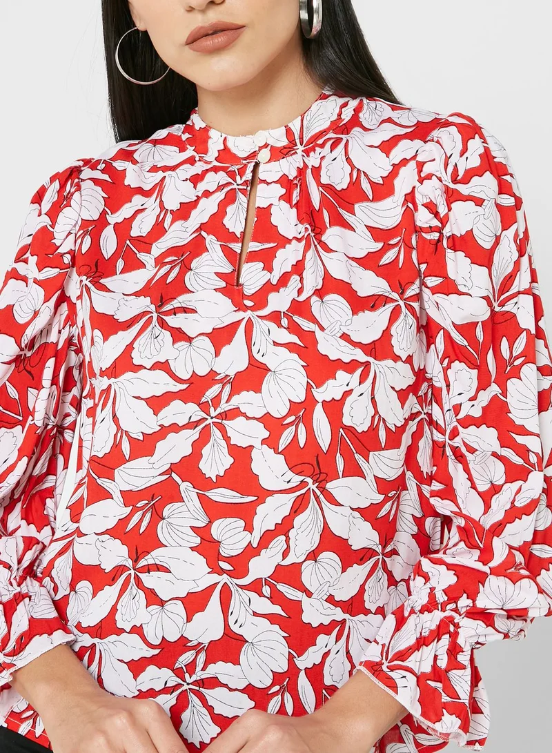 ELLA High Neck Volume Sleeve Blouse