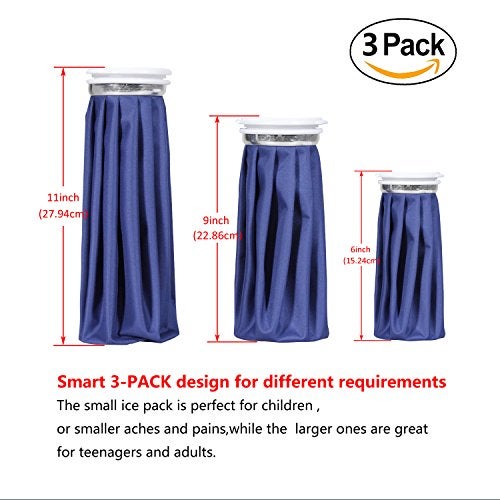SWISSELITE Ice Bag Packs of 3 - Reusable Hot & Cold Packs in 3 Sizes (6/9/11 inches) - Image 3