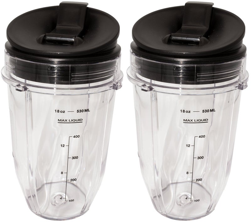 Blendin 18 Ounce Small Cup Jar with Sip N Seal Lids - Replacement Cup Compatible with Nutri Ninja Auto-iQ 1000w Series and Duo Blenders - Premium Blender Cups Replacement (2 Pack) - Image 1
