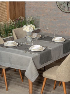 COTTON BOX Antique Tablecloth Set Jasmine Gray 155X220  - Image 1