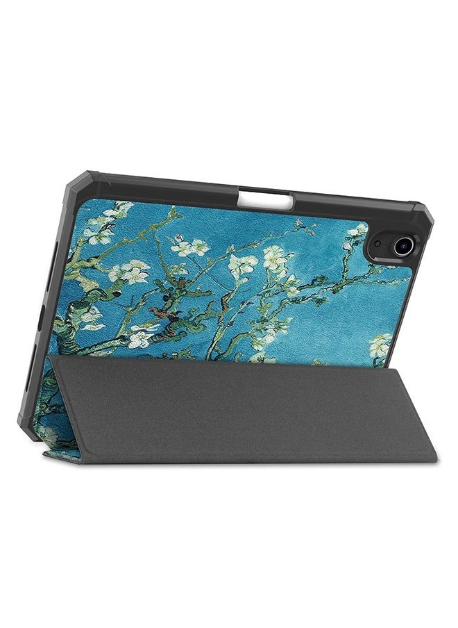 Oil Painting Patterns TPU Clamshell Style Protective Tablet Case With Pen Slot for 2021 iPad Mini 6 Tree Blossom Pattern
