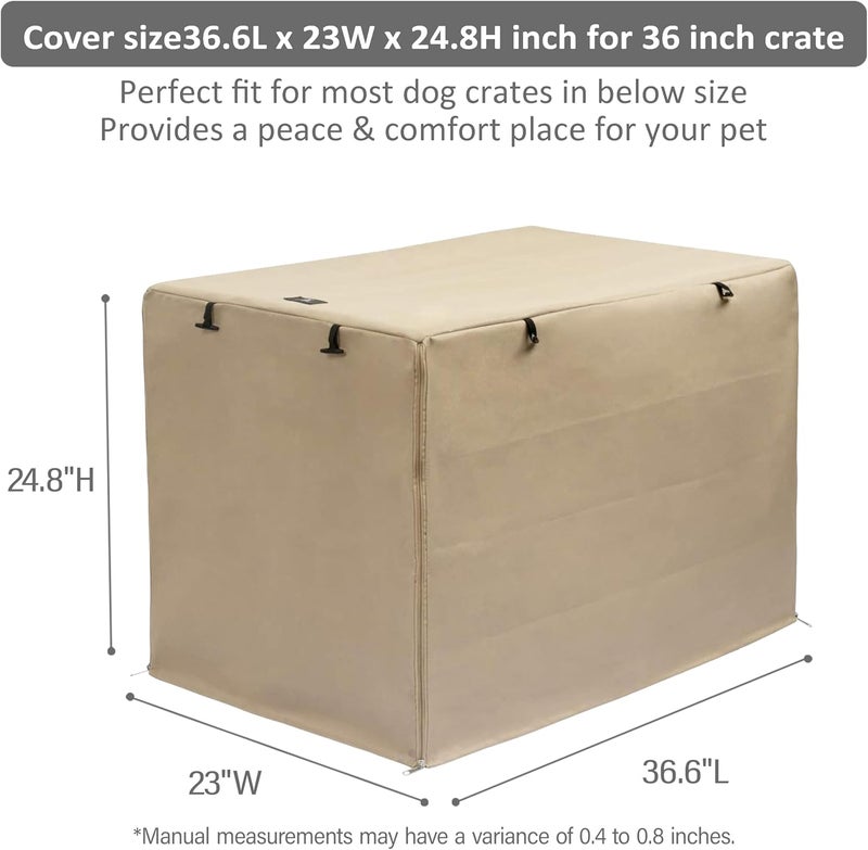 إكس-زون بيت غطاء لقفص الكلاب ذو البابين من X-ZONE PET - مصنوع من البوليستر (يناسب القفص السلكي بأحجام 24، 30، 36، 42، 48 بوصة)، لون بني - Image 3
