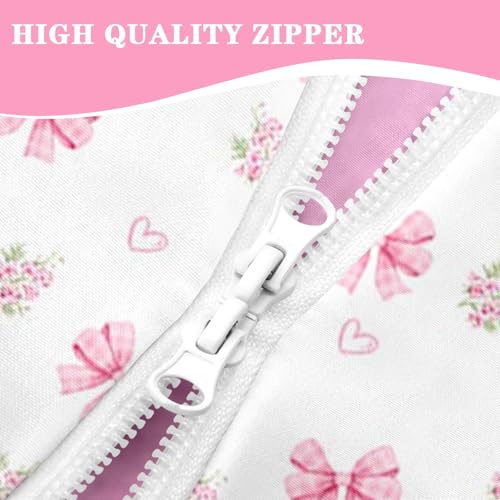 Nesker Twin Zipper Bedding, Pink Bowknot Zipper Bedding Sets for Girls, 3pcs All in on one, Princess Flower Kids Comforter Set with Fitted Sheet and 1 Pillowcase - Image 3