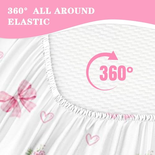 Nesker Twin Zipper Bedding, Pink Bowknot Zipper Bedding Sets for Girls, 3pcs All in on one, Princess Flower Kids Comforter Set with Fitted Sheet and 1 Pillowcase - Image 4