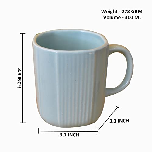 Kunhar Ceramic Coffee Mugs - 2 Piece, Cadet Blue, 300ml - Image 2