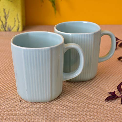 Kunhar Ceramic Coffee Mugs - 2 Piece, Cadet Blue, 300ml - Image 4