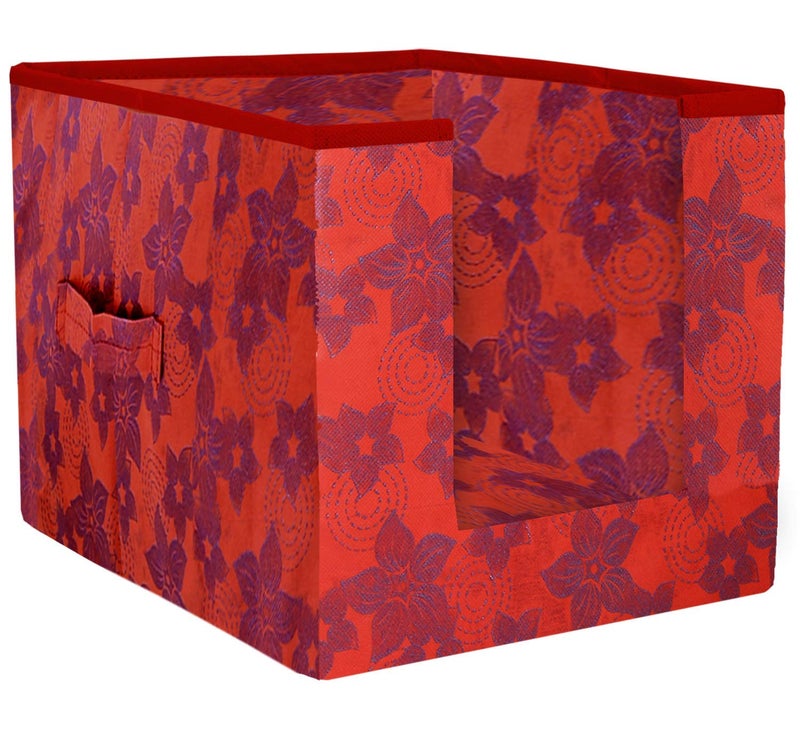 Kuber Industries Metallic Printed Non Woven Shirt Stacker Wardrobe Organizer Set Red CTKTC034881 - Image 5