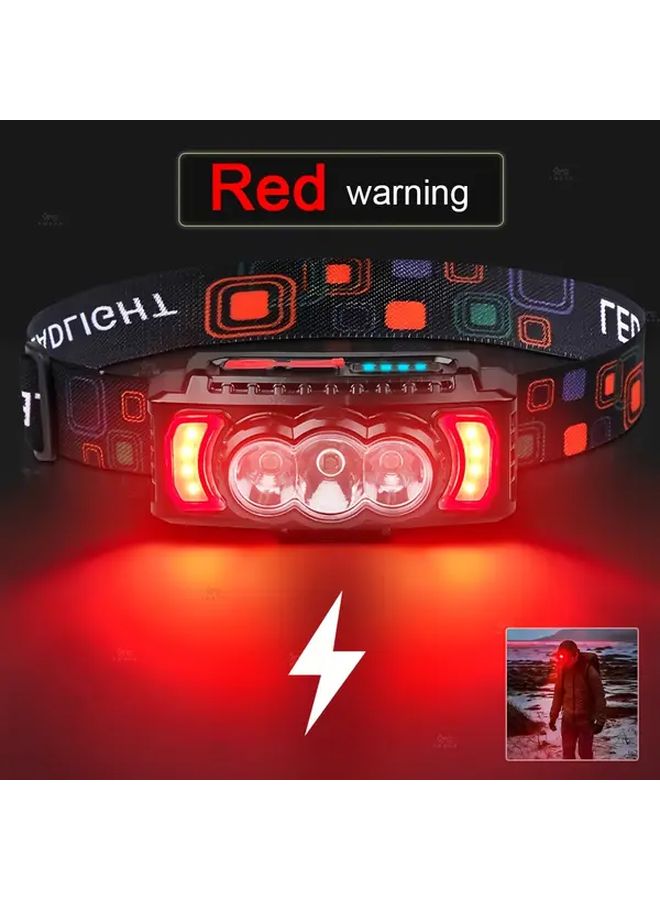 Black Head Flashlight 3 Pack with Red Warning USB Rechargeable 7 Modes 1200mAh for Fishing Hiking - Image 5