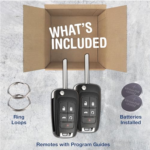 KeylessOption بديل مفتاح KeylessOption لسيارات بويك إنكور 2010-2019 شيفروليه شيفي كامارو إكوينوكس إمبالا ماليبو جي إم سي تيرين للتحكم عن بُعد، 5 أزرار OHT01060512 - عبوة من 2 - Image 3