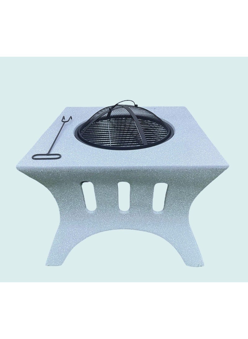 Albawadi Outdoor Fire Pit BBQ Grill Garden Table Stove Fireplace Square Shape - Image 3
