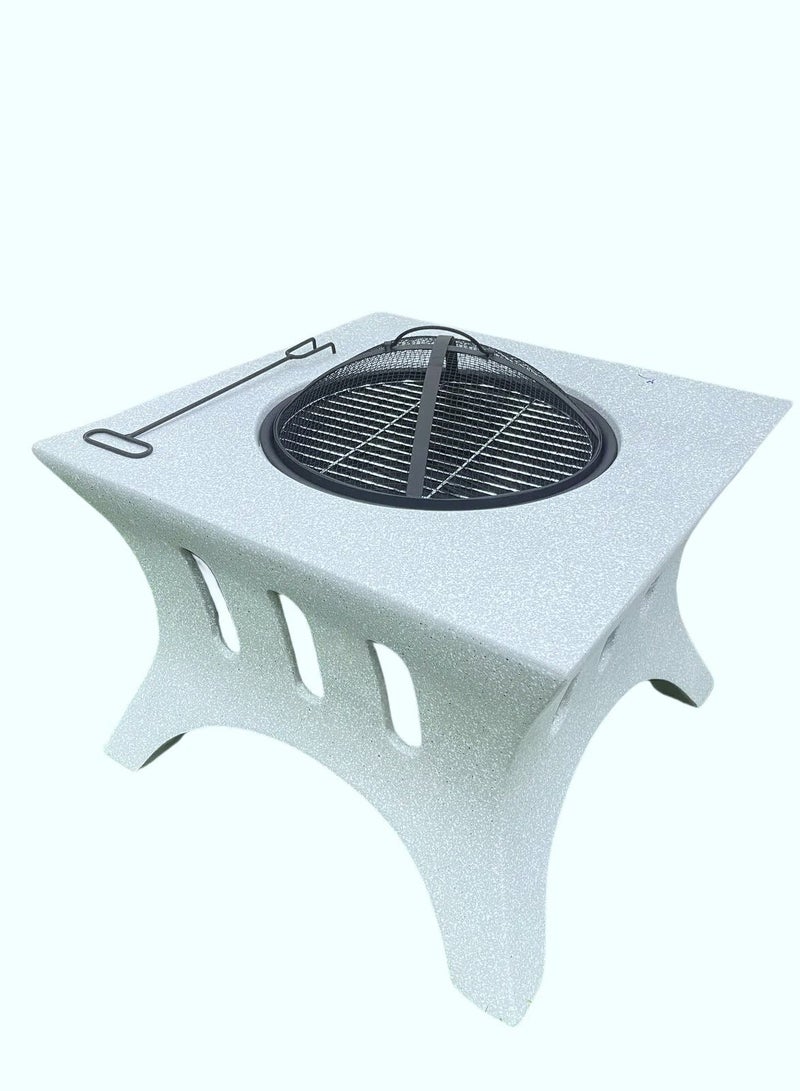 Albawadi Outdoor Fire Pit BBQ Grill Garden Table Stove Fireplace Square Shape - Image 2