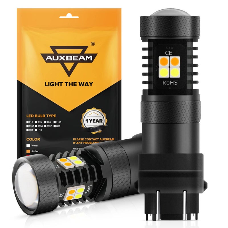 Auxbeam 3157 LED Bulbs 3157 3457 4157 Switchback Dual Color Bulbs 300 Brighter White and Amber Bulb for DRL Turn Signal Lights Parking Lights Need Resistors to Avoid Possible Hyper Flash