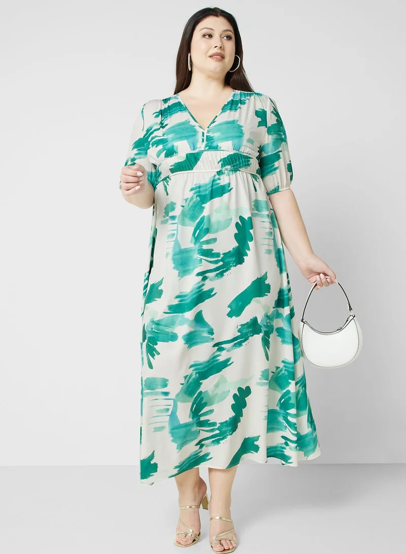 Ginger Plus Brushstroke Print Dress