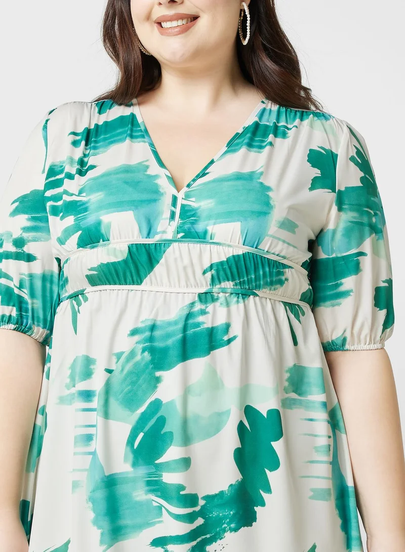 Ginger Plus Brushstroke Print Dress