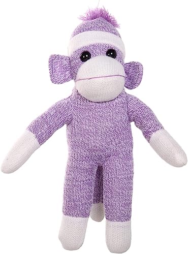 made by aliens Adorable Sock Monkey The Original Traditional Hand Knitted Stuffed Animal Toy Giftfor Kids Babies Teens Girls and Boys Baby Doll Present Puppet 16 Purple - Image 1