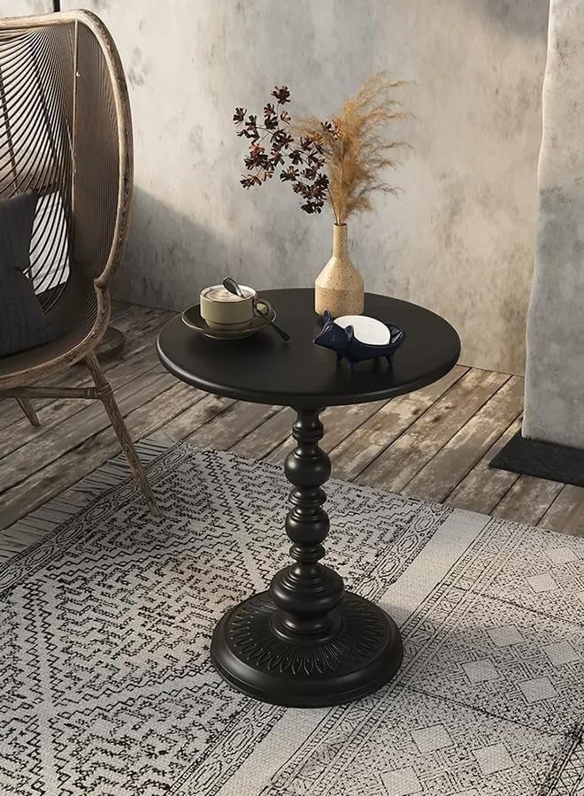 TOMSHOO End Table, Round Living Room Sofa Side Table, Metal Bedside Desk Stand, Household Roman Pillar Sofa Side Table,Traditional Coffee Side Table,Retro Living Room Side Desk 52 * 40cm (Black) - Image 3