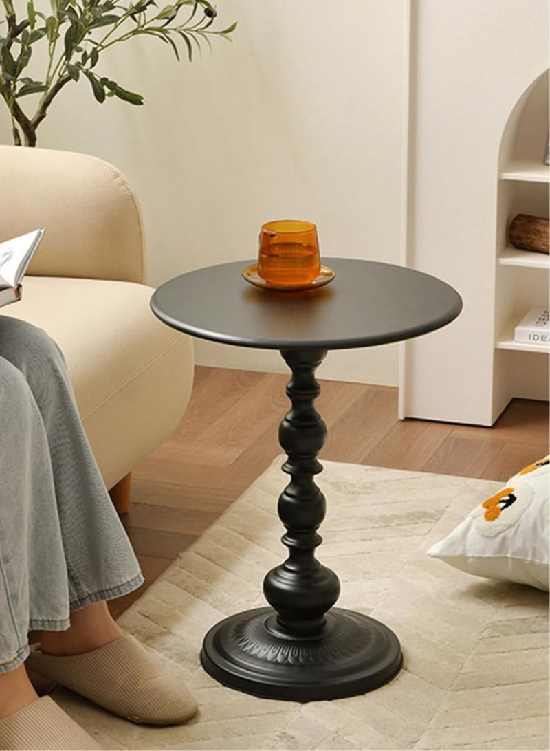 TOMSHOO End Table, Round Living Room Sofa Side Table, Metal Bedside Desk Stand, Household Roman Pillar Sofa Side Table,Traditional Coffee Side Table,Retro Living Room Side Desk 52 * 40cm (Black) - Image 1
