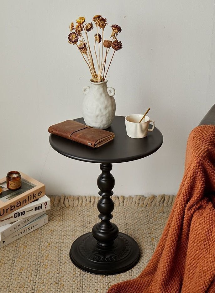 TOMSHOO End Table, Round Living Room Sofa Side Table, Metal Bedside Desk Stand, Household Roman Pillar Sofa Side Table,Traditional Coffee Side Table,Retro Living Room Side Desk 52 * 40cm (Black) - Image 2
