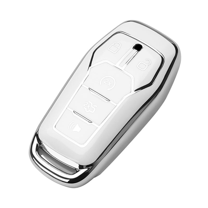 Tukellen for Ford Key Fob Cover Premium Soft Full Protection Key Case Shell Compatible with 20132016 Ford Fusion 20152017 Ford Mustang F150 ExplorerWhite